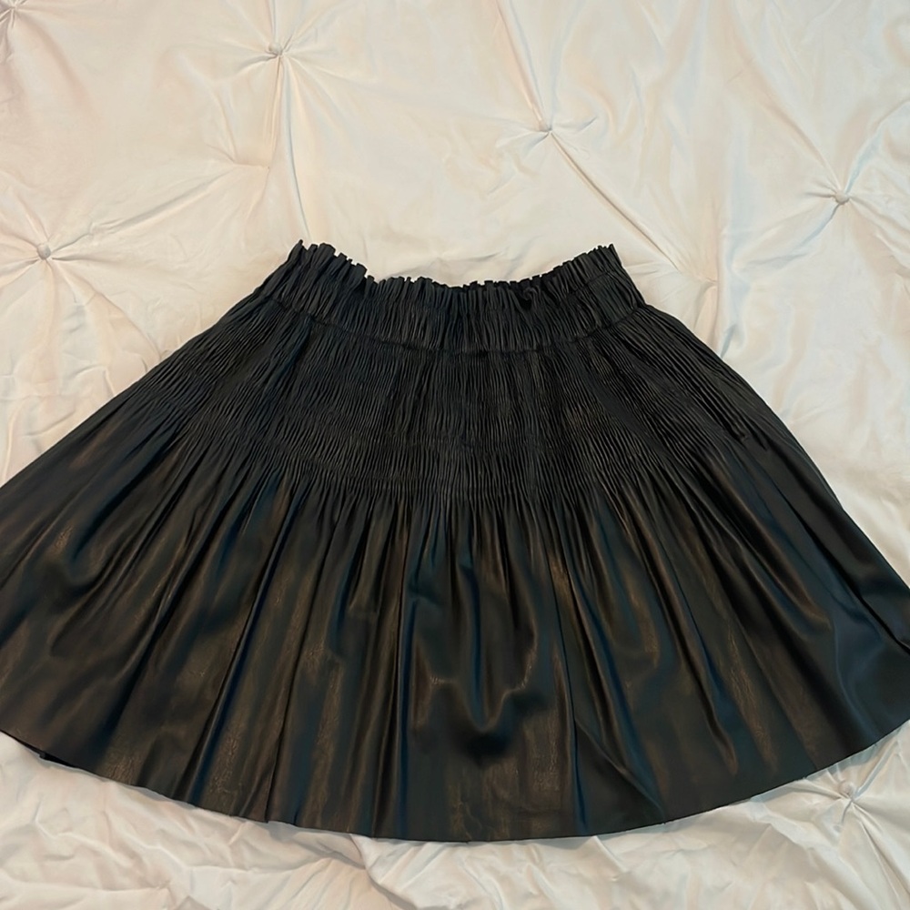 7 for All Mankind Faux Leather Skater Skirt